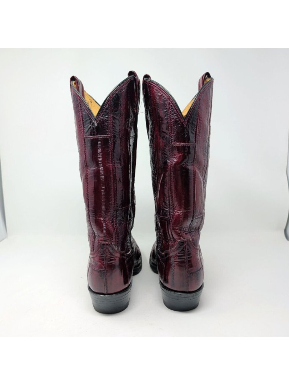 Vintage Tony Lama Boots 7.5 Red Eel Leather Western - Picture 5 of 10